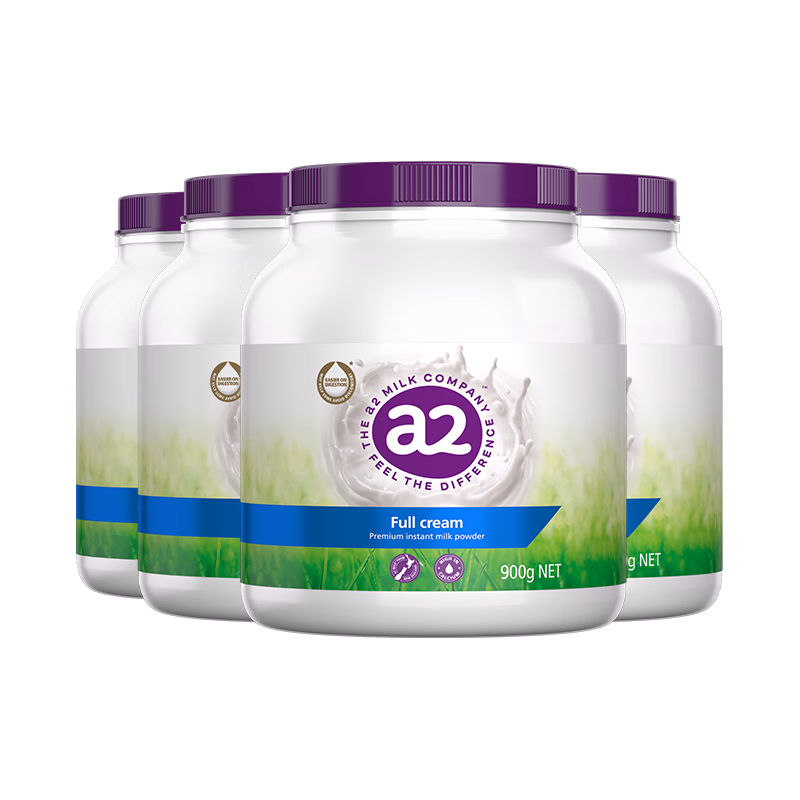 a2紫蓝胖子紫吨吨全脂高钙高蛋白成人中老年营养奶粉900g*4 【家庭量贩装】全脂900g*4