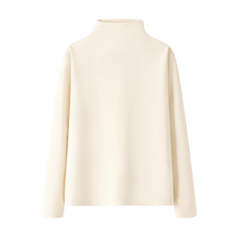 班尼路S&K系列深麻灰圆领长袖上衣2025秋季显瘦保暖打底衫女