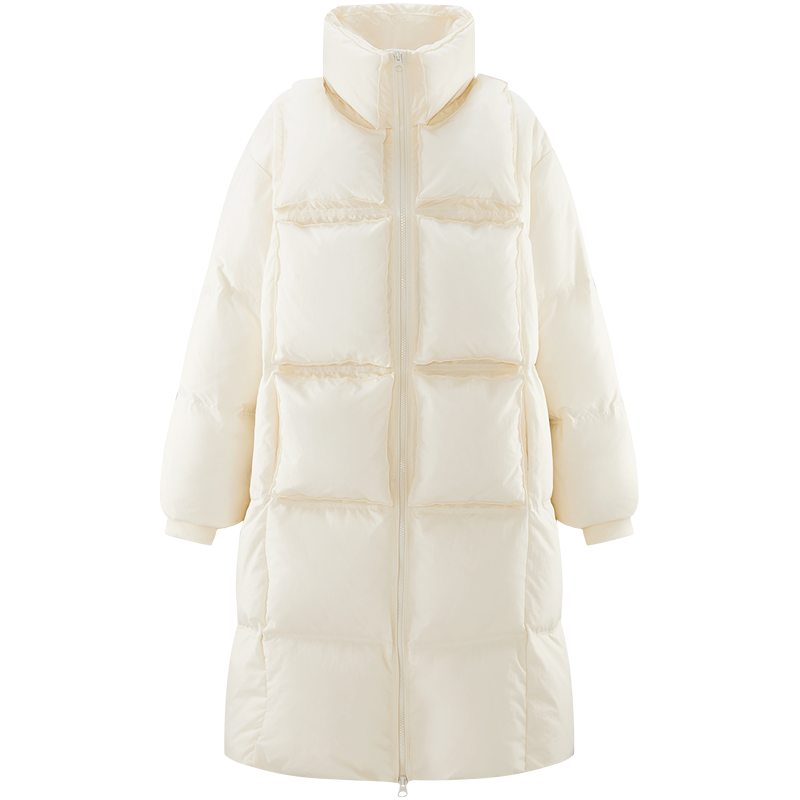 太平鸟 【90%绒】设计感中长款撞色羽绒服小个子面包服冬