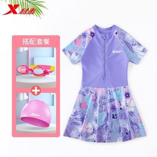 XTEP特步儿童连体泳衣女童中大童裙摆泡沙滩连体式泳衣2025泳衣