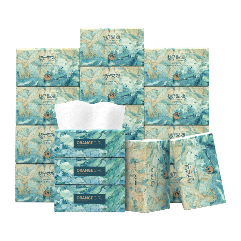 桔子姑娘 家用抽纸中包餐巾纸280张加厚卫生纸厕纸