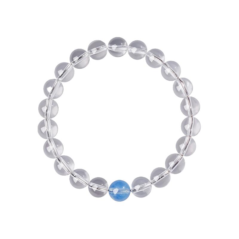 宫里白水晶手串纯天然海蓝宝手链绝美白色女生送闺蜜