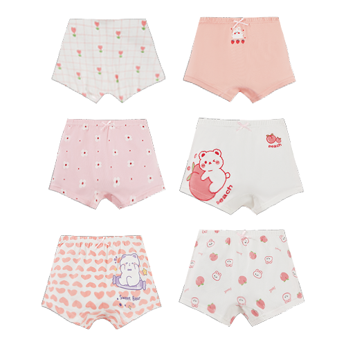 FENTENG 芬腾 6条装女童内裤亲肤舒适透气平角儿童内裤女短裤