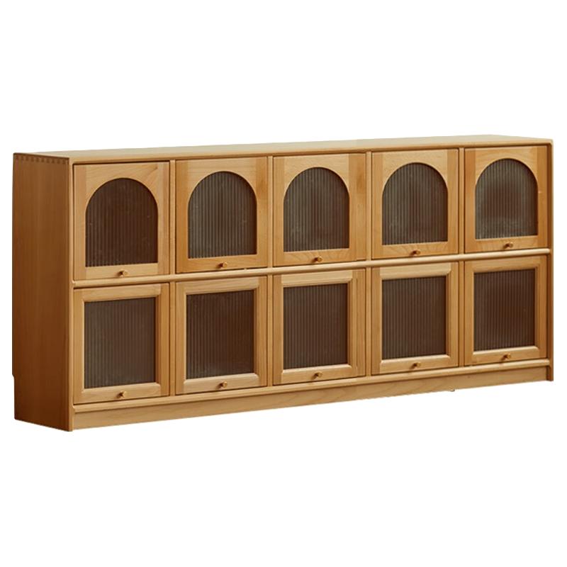 BEAYTY.COOL 美型美酷 实木收纳柜落地客厅储物柜矮书柜家用带门格子柜组合柜  原木色:长70*深30*高142