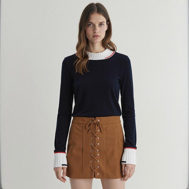 ZARA 【千禧甜酷】女式俏皮个性绑绳设计时髦A字半身短裙