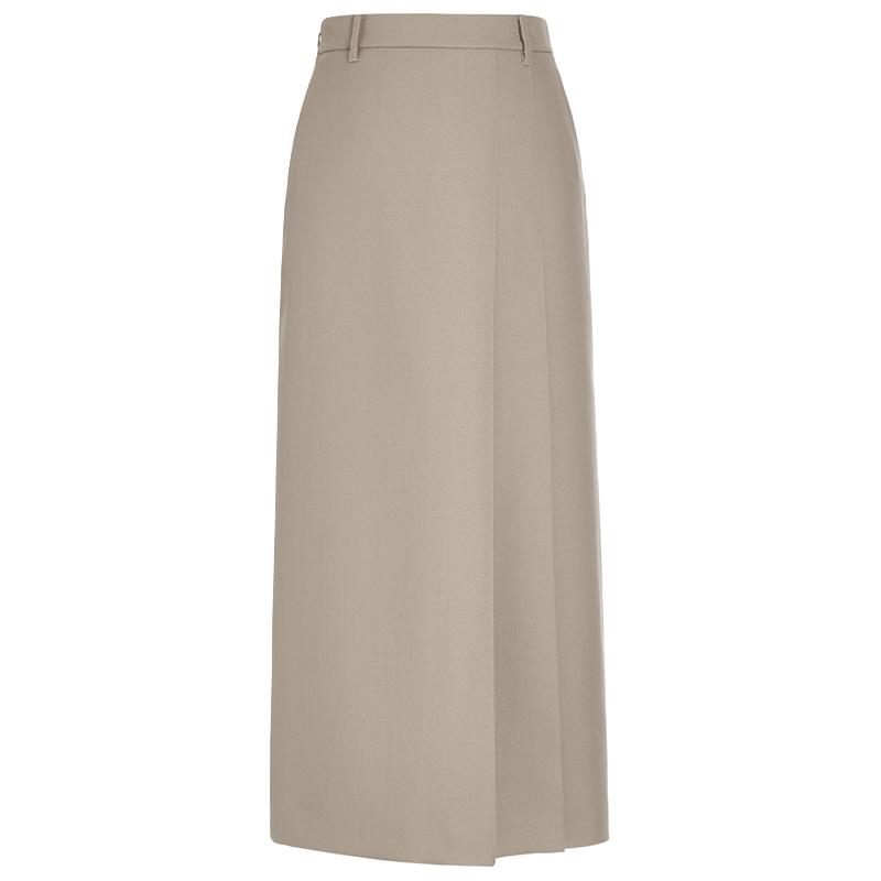 秋冬高腰垂感气质通勤精纺呢半身裙中长款