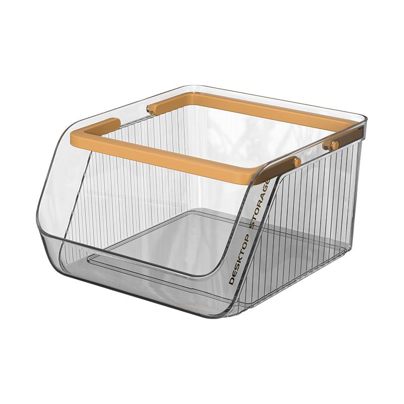 家用收纳筐手提可叠放透明大容量高级感收纳筐多功能整理收纳盒