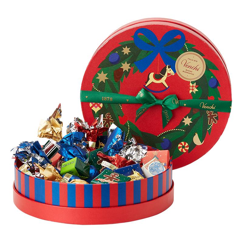 Venchi闻绮意大利混合什锦黑巧克力圆形中礼盒高端