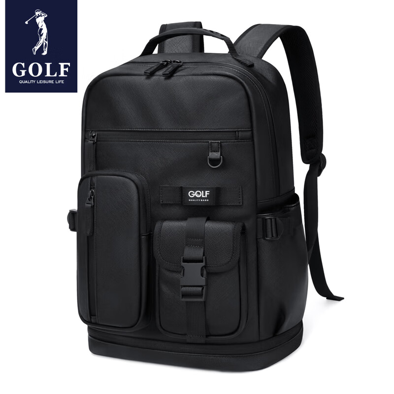高尔夫（GOLF）双肩包男士运动背包女休闲旅行书包防泼水通勤出游背包【Q】 款式11-黑色