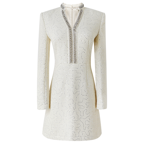 粉红大布娃娃 粗花呢V领连衣裙女冬季连衣裙长袖连衣裙冬季女裙子女士连衣裙女