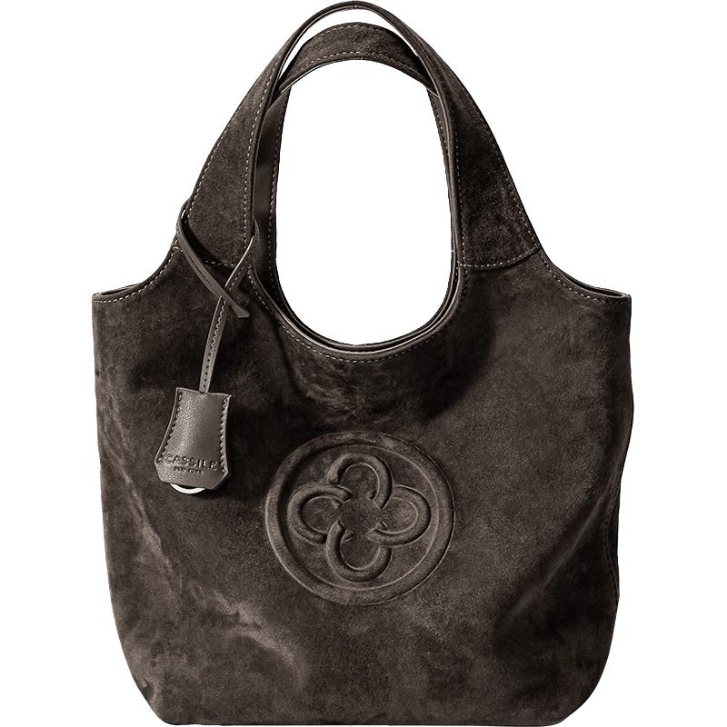 CASSILE卡思乐手提包女2025羊皮绒毛感小众轻奢托特包