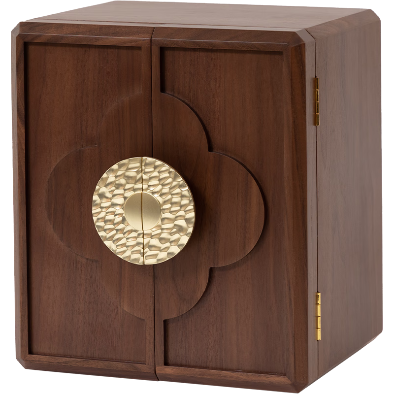 梵瀚（FANHAN）木质首饰盒收纳盒高档珠宝盒精致新中式复古多层饰品盒结婚 【设计款】双开门 无锁