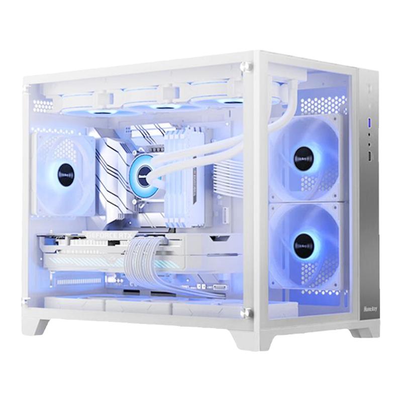 Huntkey 航嘉 S920暴风雪紧凑型电脑机箱侧透台式机主机纯白色MATX海景机箱