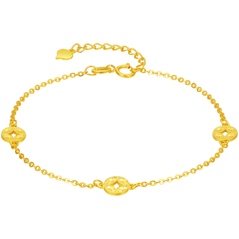 赛菲尔18K金手链铜钱手链 18K金手链