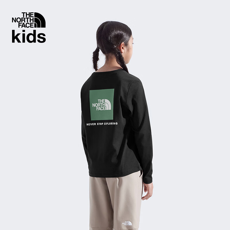 北面童装儿童男女印花长袖T恤运动户外|8F5T JK3/宇宙黑 120 cm XS（120/60）