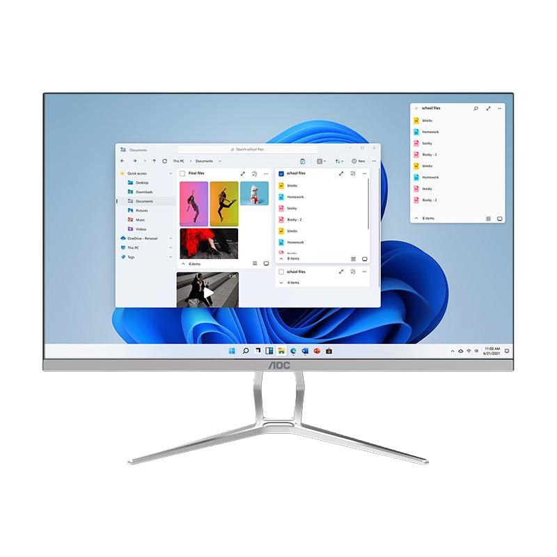 AOC全新24/27英寸大屏高清超薄显示屏酷睿12代一体机电脑台式商务办公全套整机超市前台收银家用台式机