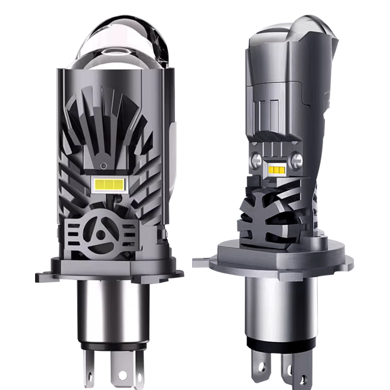 Merdia/美蒂亚摩托车电动车踏板车激光改装大灯 LED灯 4000-5000lm 45W H4 三爪S1矩阵式大灯 (近白远双白) 6000K 风扇