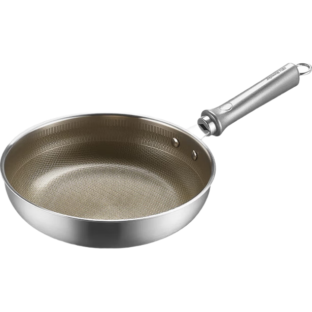 Joyoung/九阳煎锅304不锈钢有钛0氟蜂窝不粘锅炒锅家用电磁炉燃气灶通用 CF651 26cm 不带盖 304不锈钢 燃气灶,电磁炉,电陶炉 不易粘锅 国产 不带盖丨CF651 26cm