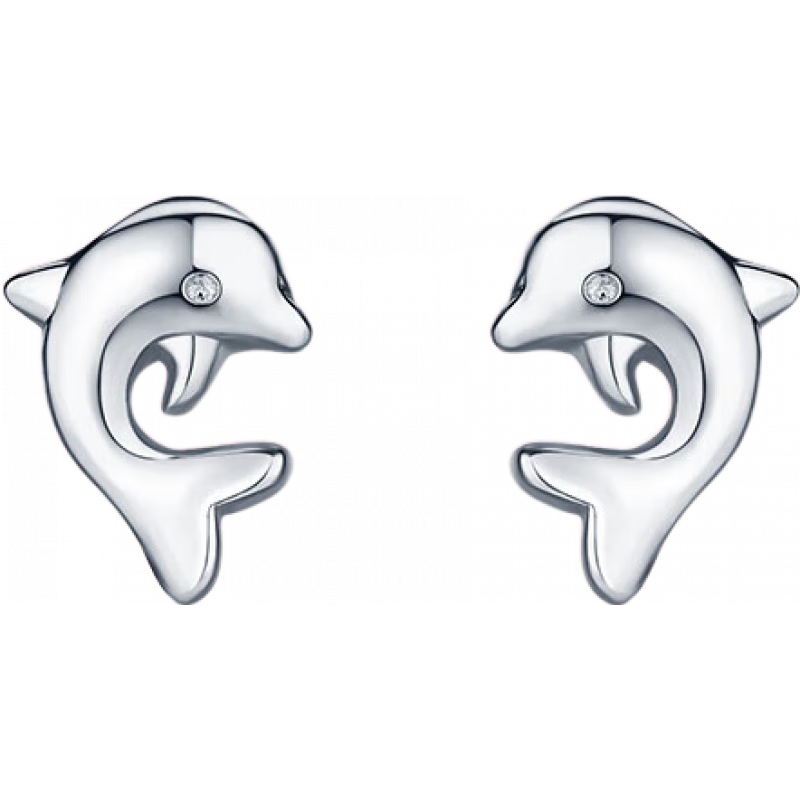 ZHOU LIU FU/周六福（ZLF） S925银饰耳钉女海豚气质耳坠耳针简约耳饰 925银 女士 优雅风