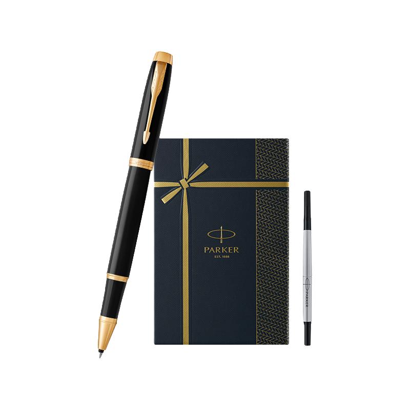 PARKER 派克 IM纯黑丽雅金夹宝珠笔金属成人送礼礼品签字笔商务高档