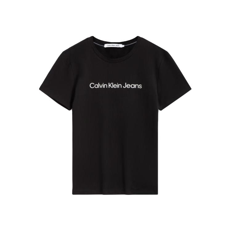 Calvin Klein CK Jeans夏季女士休闲通勤经典字母印花圆领纯色内搭短袖T恤上衣