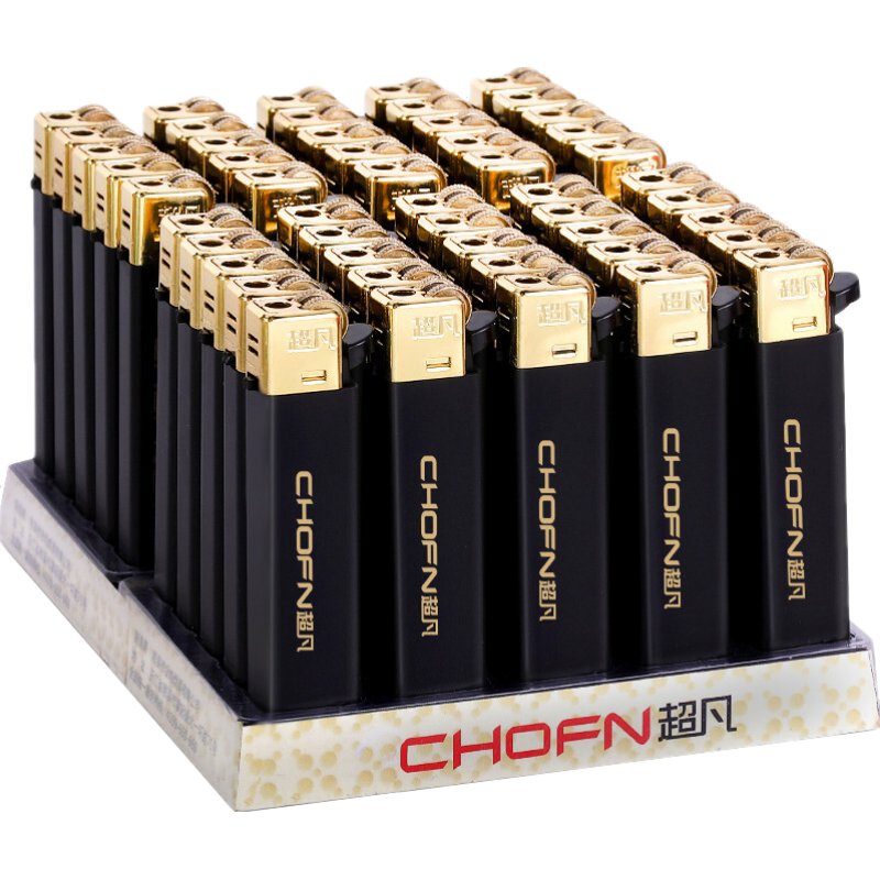 超凡一次性打火机明火打火机砂轮滚轮式一整盒广告订做印字 【明火】CF33黑金 10支