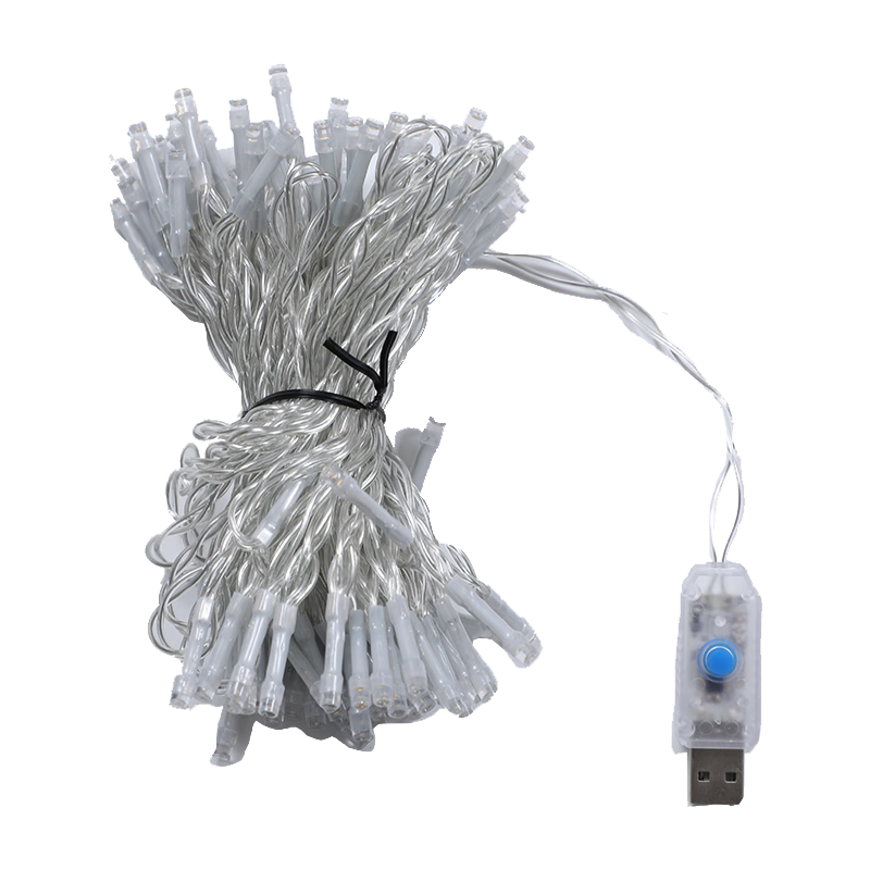 新新精艺求婚表白室内布置暖灯串闪灯串灯满天星户外布置灯100头USB透明款