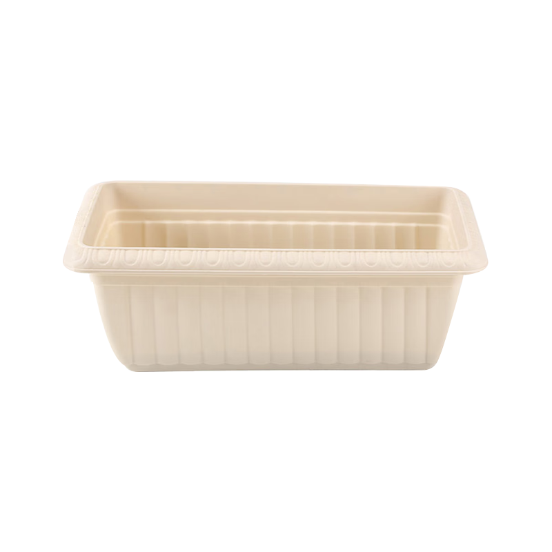 爱丽思爱丽思园艺加厚树脂阳台蔬菜种植盆浮雕窄式长条形花盆500浅米色