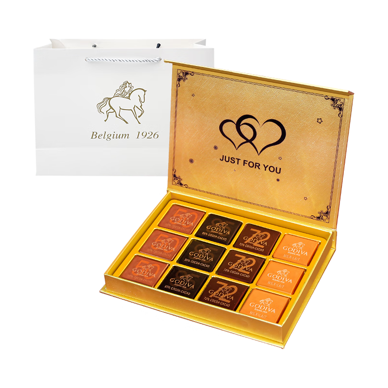 歌帝梵（Godiva） 巧克力礼盒 黑巧牛奶混合 12片60g  圣诞节 男女朋友 四味12片礼盒送儿童孩子女生