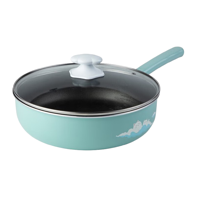 ASD 爱仕达 云朵猫系列 CL28A15WG 炒锅(28cm、不粘、铝合金、薄荷绿)