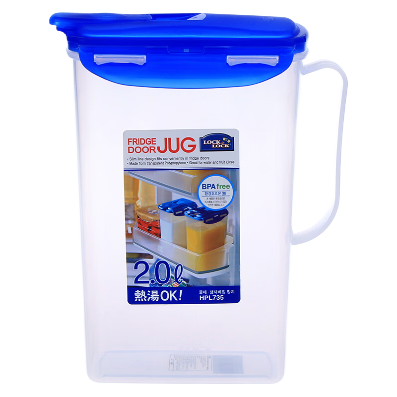 乐扣乐扣冷水壶耐高温食品级耐热塑料水杯家用水壶大容量夏季凉白开冷水壶 可放温水蓝盖 1.2L