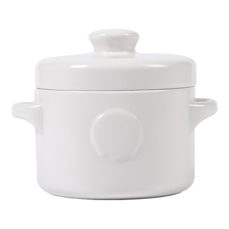 泥火匠陶瓷禅风白纽扣炖盅双盖隔水小炖汤盅宝宝辅食蒸蛋羹燕窝盅补品罐 400ml禅风白纽扣炖盅