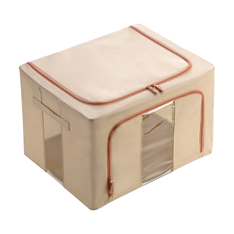 茶花 收纳箱布艺百纳箱衣物收纳盒衣柜整理箱家用被子棉麻收纳袋