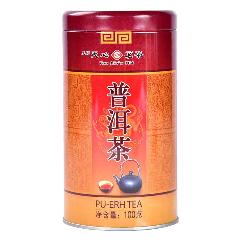 天福茗茶普洱云南普洱熟茶罐装100克