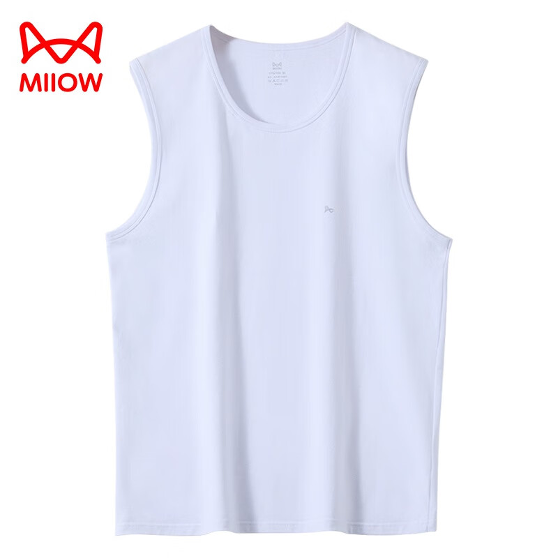猫人男士宽肩背心夏季95纯棉运动坎肩内穿春夏打底无袖汗衫 白色 L （80-115斤）