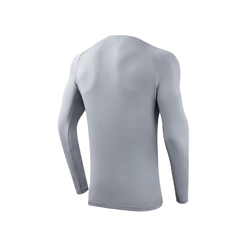 ANTA 安踏 速干T长袖t恤秋冬季慢跑针织套头衫休闲跑步运动服 信鸽灰-2 L/男175