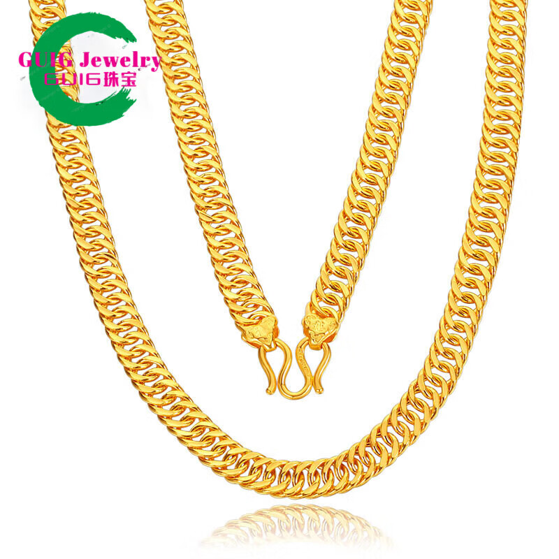 GUIG黄l金包银马鞭项链金男士金链子男粗款链真金老板链金9999 10mm马鞭项链  重约90克
