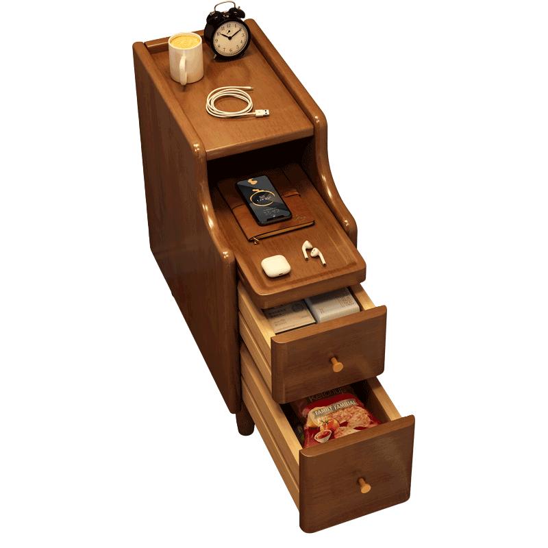 LEZAO 乐造 极窄床头柜实木卧室窄边柜20cm