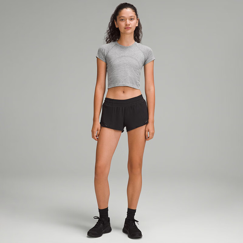 lululemon丨Swiftly Tech 女士运动短款 T 恤 2.0 LW3GZHS 石板灰/白 3XS /0