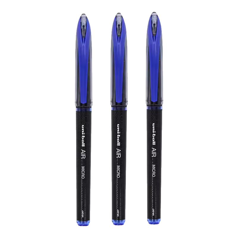 uni三菱（Uni）UBA-188M中性笔AIR自由控墨黑科技签字笔顺滑绘图直液式水笔 蓝色3支装