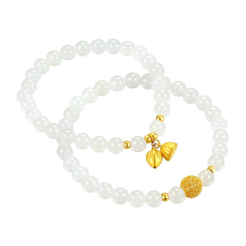 谢瑞麟（TSL）新年礼物 黄金手链硬金荷花莲蓬花丝球手饰女款X5131-X5132 X5131