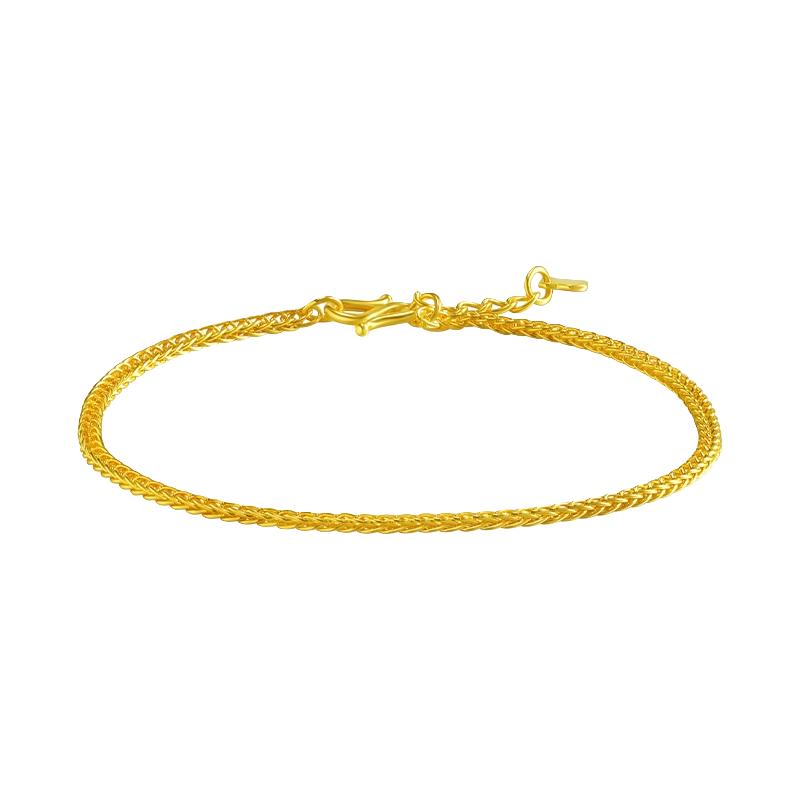 老庙黄金足金999麦穗链手链复古经典金丝缠绕吉祥顺遂肖邦手链