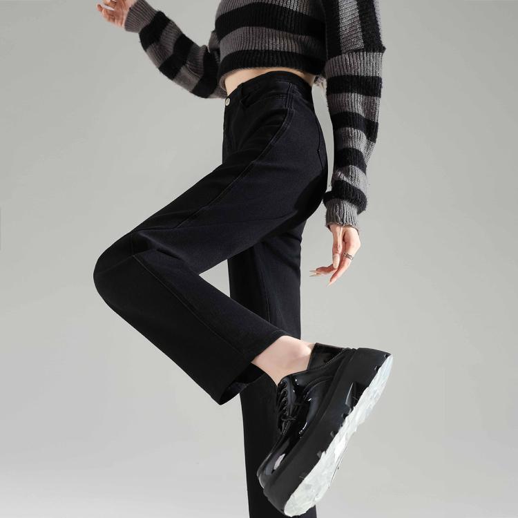 唐狮 女弹力烟管小脚牛仔裤烟管裤女修身休闲时尚牛仔烟管裤黑色百搭