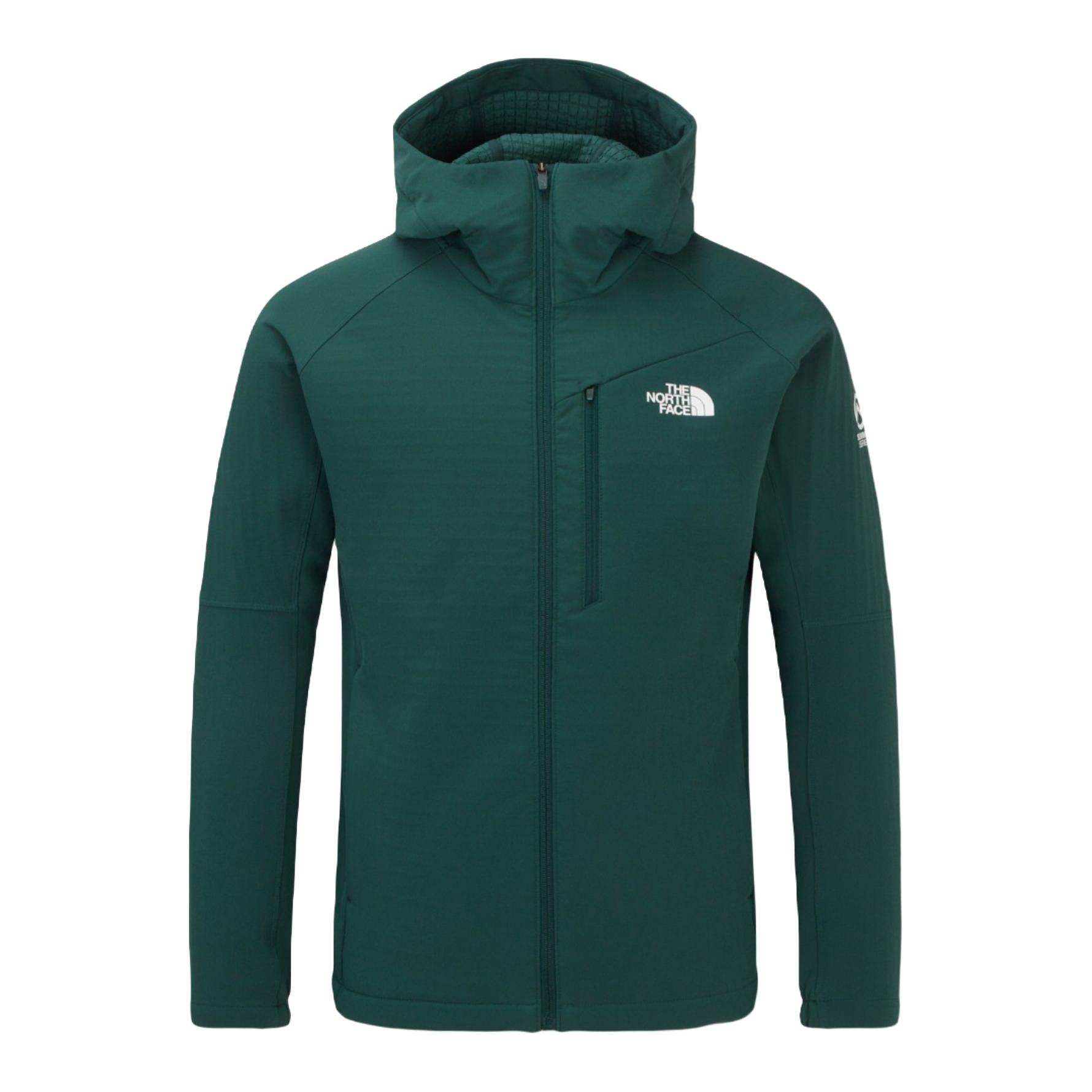 北面男子巅峰户外L2层保暖连帽休闲绿色运动软壳外套夹克NJ4HR99C