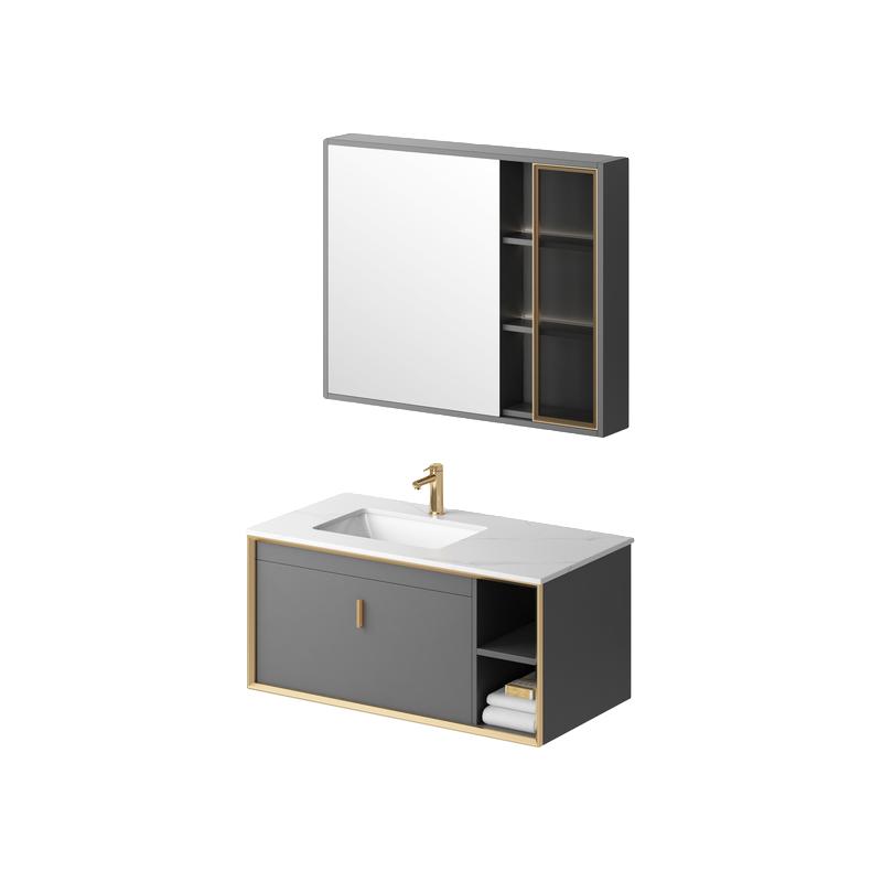 恒洁岩板浴室柜组合卫生间美妆柜镜柜收纳洗脸浴室柜6155