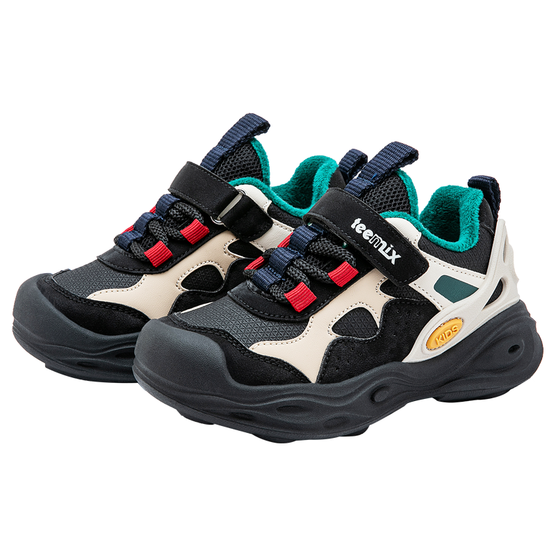 天美意童鞋男童鞋子秋冬款儿童加绒运动鞋女童休闲鞋透气跑步鞋  30