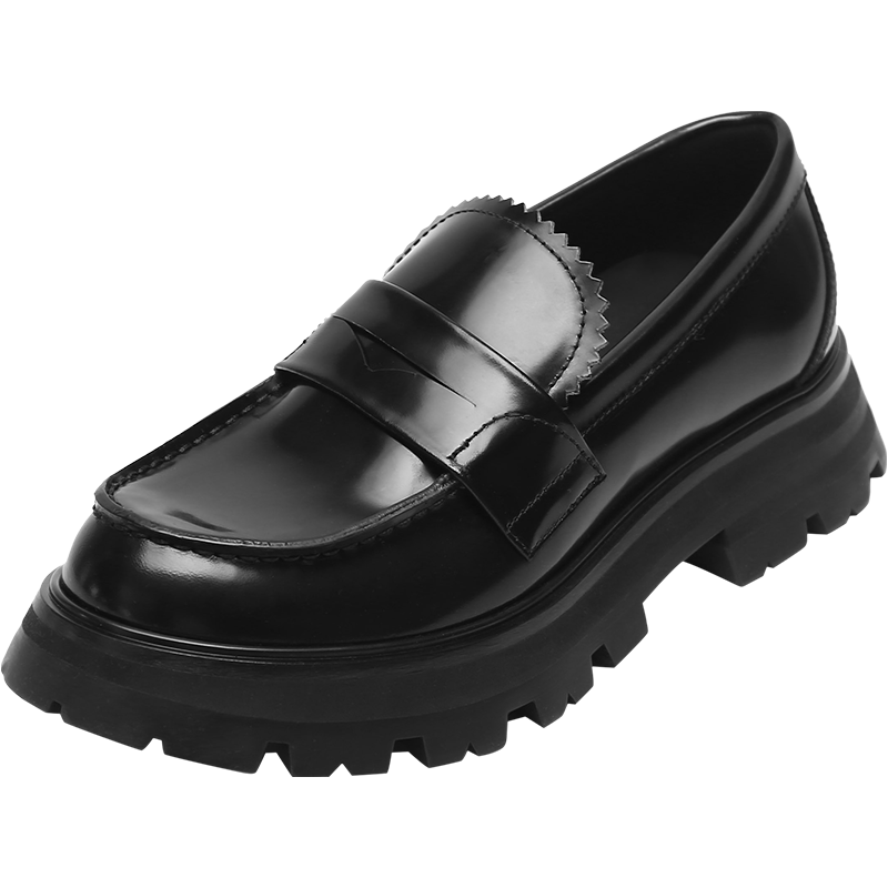 亚历山大麦昆（Alexander McQueen）女士乐福鞋厚底鞋单鞋礼物女 666328 WHZ80 1000 黑色 35