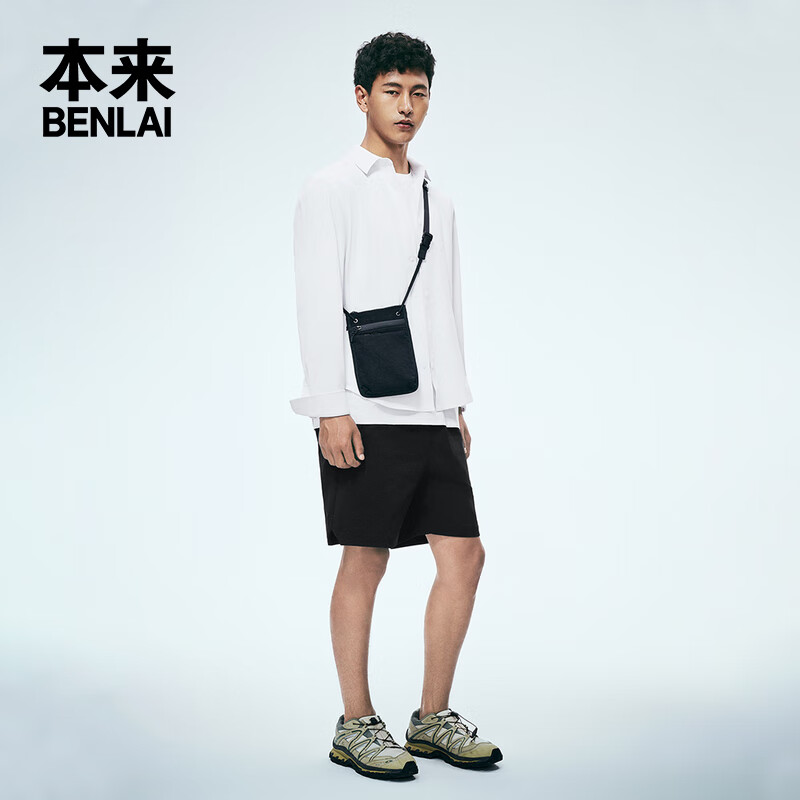 本来（benlai）男士速干抗皱翻领衬衫2024秋季新款通勤休闲长袖衬衣男