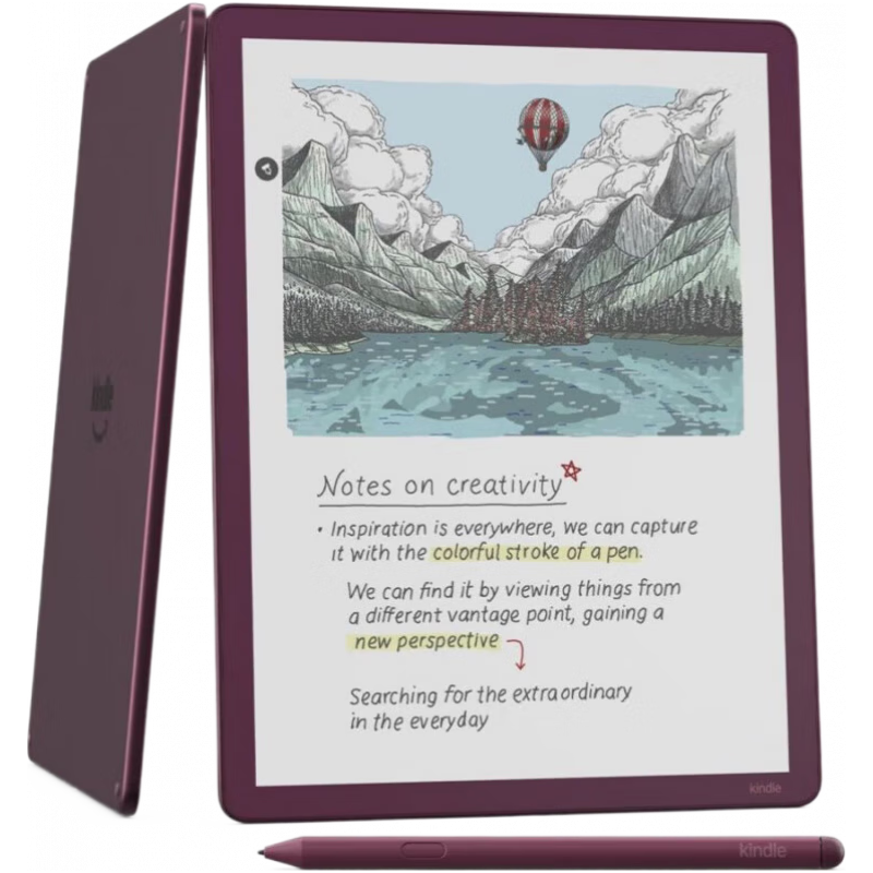 AMAZON Kindle Scribe Colorsoft 64GB电纸书读物带前灯彩色墨水屏阅读器 11英寸类纸显示屏 可调暖光 酒红色 300ppi(黑白)，150ppi(彩色)