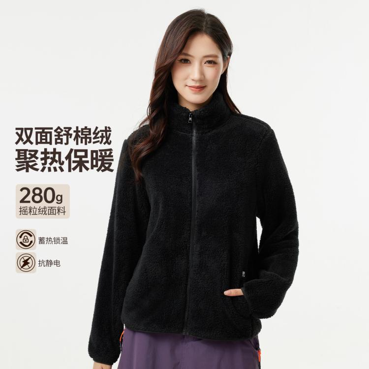 CAMEL骆驼 户外抓绒衣女内胆2025秋冬加绒保暖立领抓绒外套